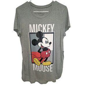 Disney Mickey Mouse Gray Short Sleeve Graphic Tee Womens L/XL Cartoon Top